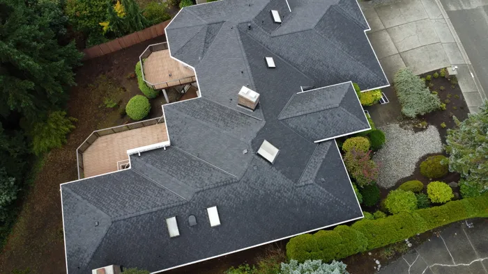 Detailed shingle work on a Bellevue roof